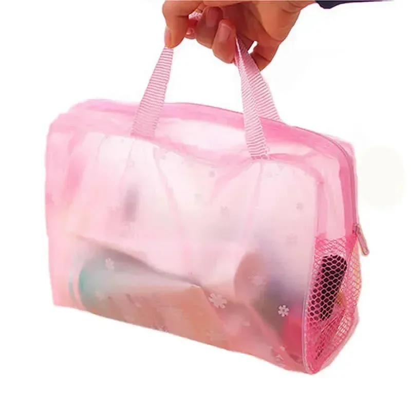 1 Pc PVC Transparent Cosmetic Bag Clear Makeup Bag for Women Girl Waterproof Zipper Travel Handbag Toiletry Storage Solution
