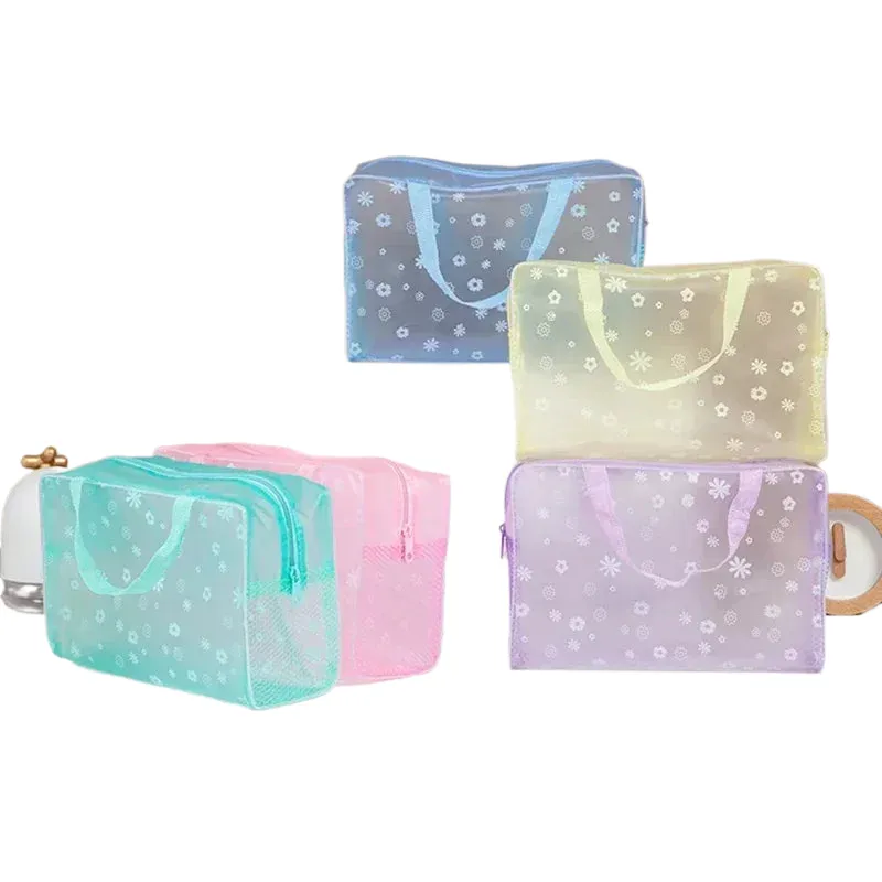 1 Pc PVC Transparent Cosmetic Bag Clear Makeup Bag for Women Girl Waterproof Zipper Travel Handbag Toiletry Storage Solution