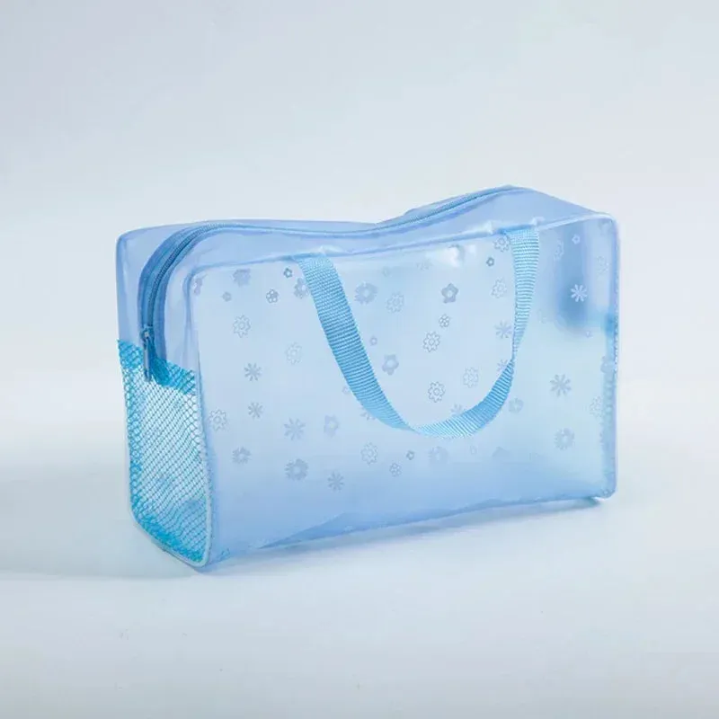 1 Pc PVC Transparent Cosmetic Bag Clear Makeup Bag for Women Girl Waterproof Zipper Travel Handbag Toiletry Storage Solution