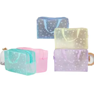 1 Pc PVC Transparent Cosmetic Bag Clear Makeup Bag for Women Girl Waterproof Zipper Travel Handbag Toiletry Storage Solution