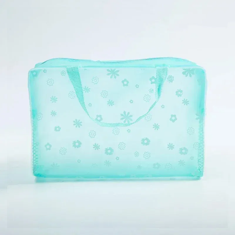 1 Pc PVC Transparent Cosmetic Bag Clear Makeup Bag for Women Girl Waterproof Zipper Travel Handbag Toiletry Storage Solution