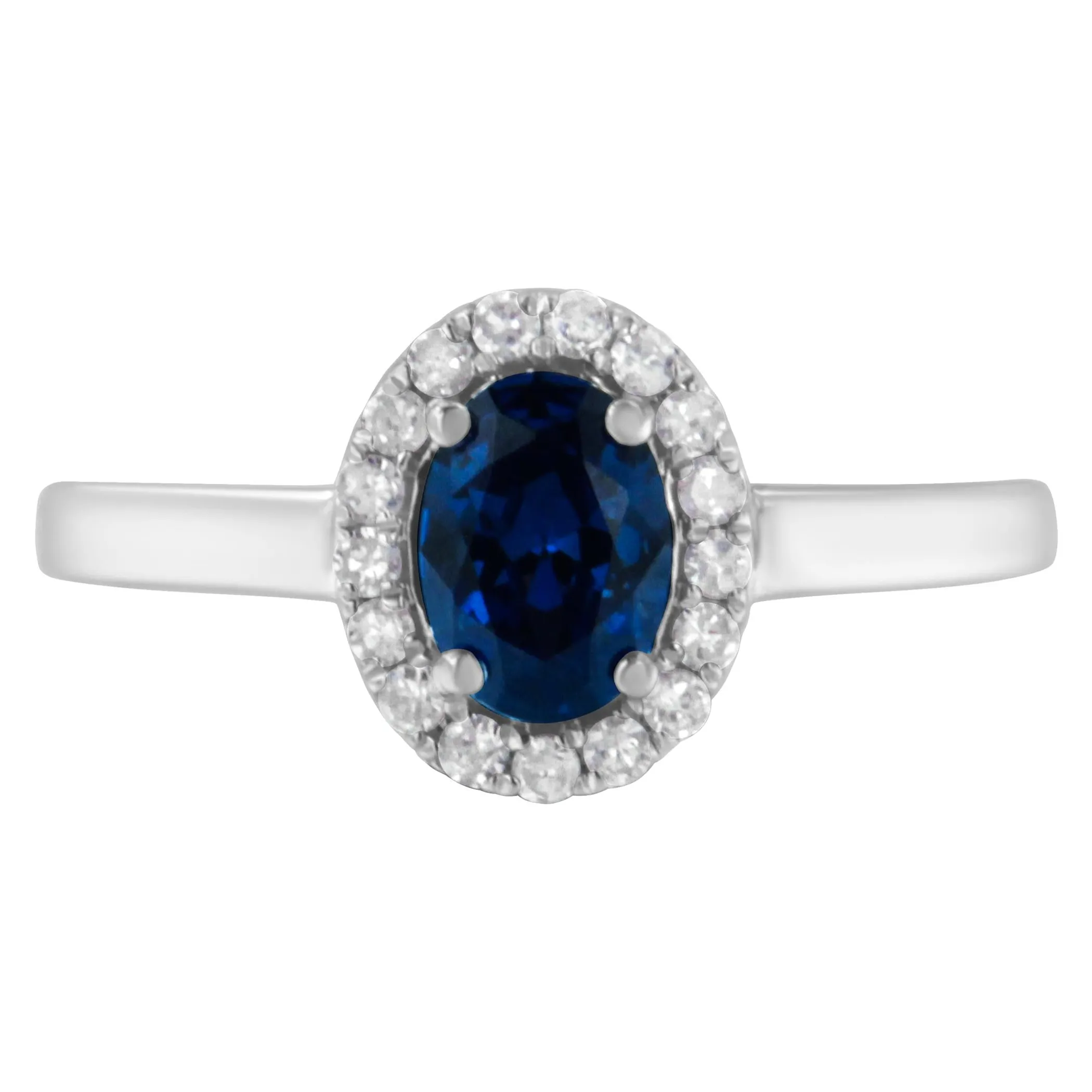 10K White Gold 1/5 Cttw Round Diamond and Prong Set 7MM Gemstone Halo Cocktail Ring (H-I Color, I1-I2 Clarity)