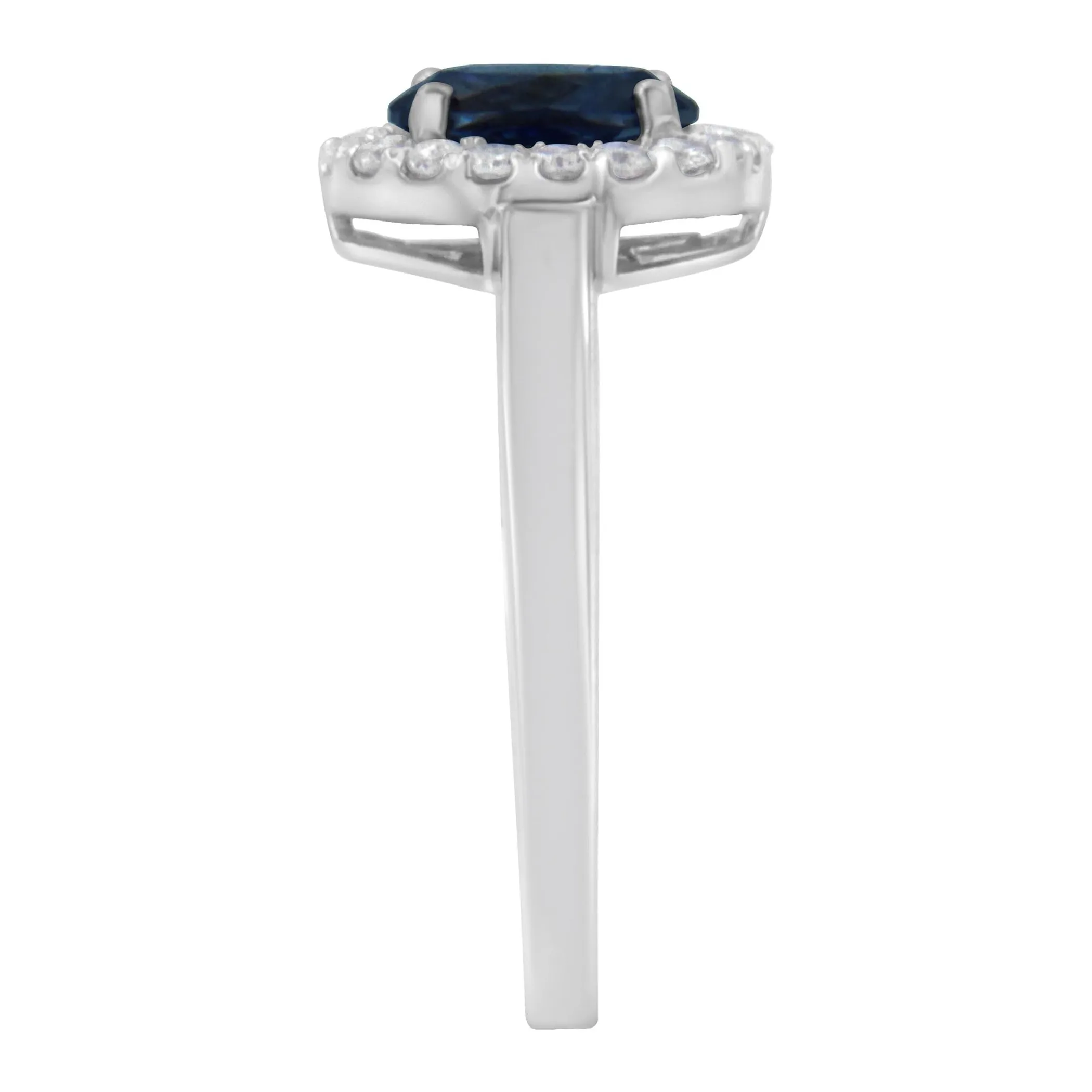 10K White Gold 1/5 Cttw Round Diamond and Prong Set 7MM Gemstone Halo Cocktail Ring (H-I Color, I1-I2 Clarity)