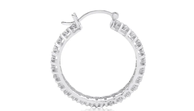 1/2 Carat Diamond Hoop Earrings, 1 Inch - Ships Same/Next Day!