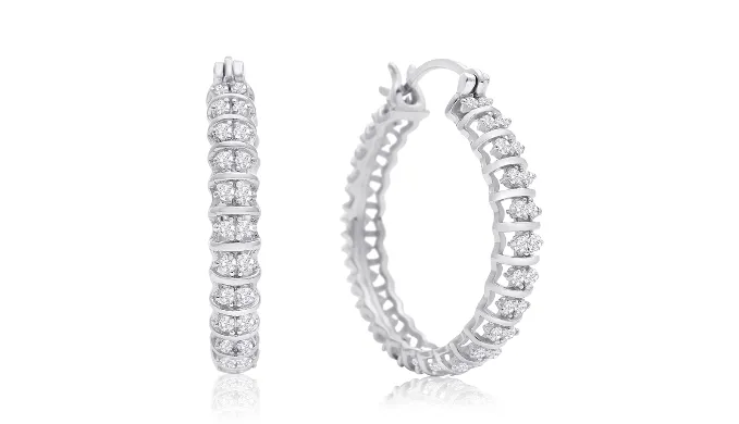 1/2 Carat Diamond Hoop Earrings, 1 Inch - Ships Same/Next Day!