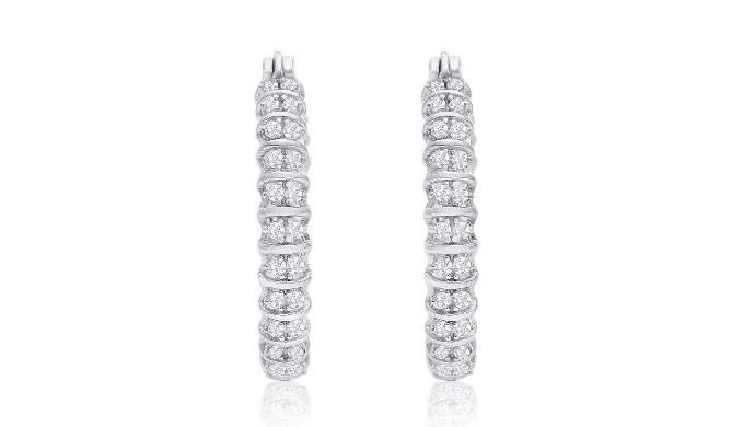 1/2 Carat Diamond Hoop Earrings, 1 Inch - Ships Same/Next Day!