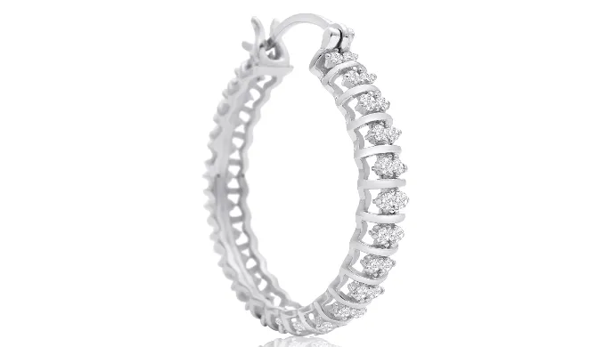 1/2 Carat Diamond Hoop Earrings, 1 Inch - Ships Same/Next Day!