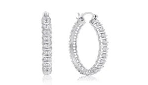 1/2 Carat Diamond Hoop Earrings, 1 Inch - Ships Same/Next Day!