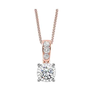 14KT Pink Gold & Diamond Solitaire Pendant -  1/9 ctw