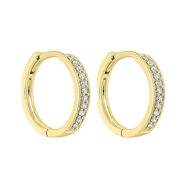 14KT Yellow Gold & Diamond Classic Book Mixable Fashion Earrings  - 1/6 ctw