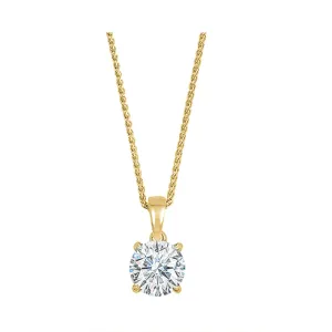 14KT Yellow Gold & Diamond Solitaire Pendant -  1/3 ctw