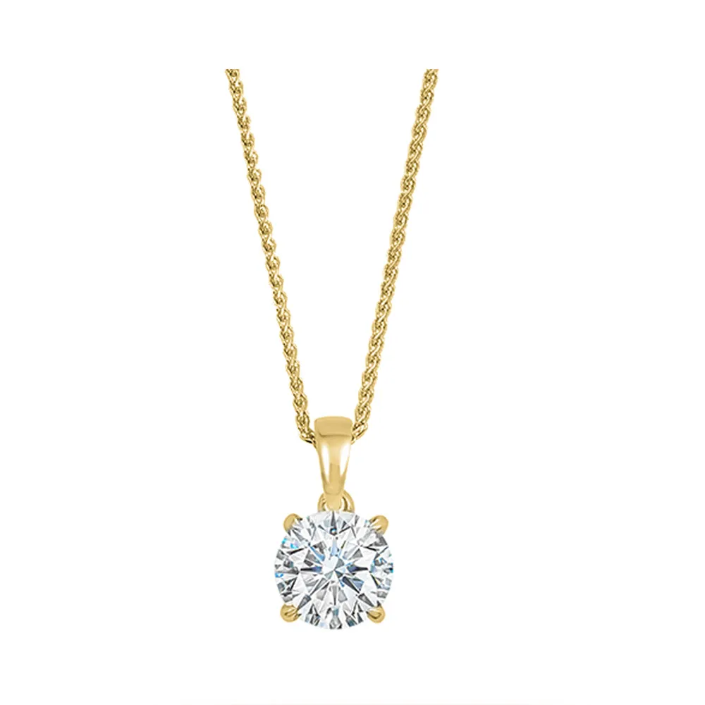 14KT Yellow Gold & Diamond Solitaire Pendant -  1/3 ctw