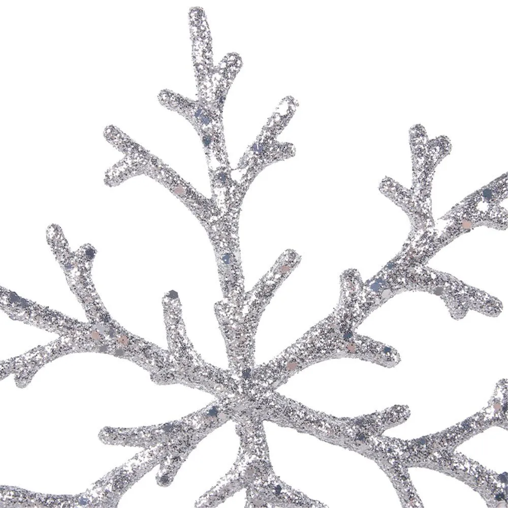 17cm Silver Glitter Snowflake with Stem