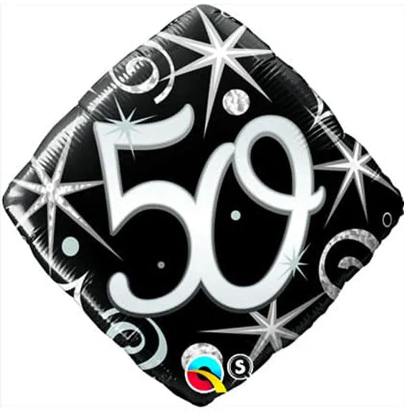 18" 50th Elegant Sparkles & Swirls Foil Balloon