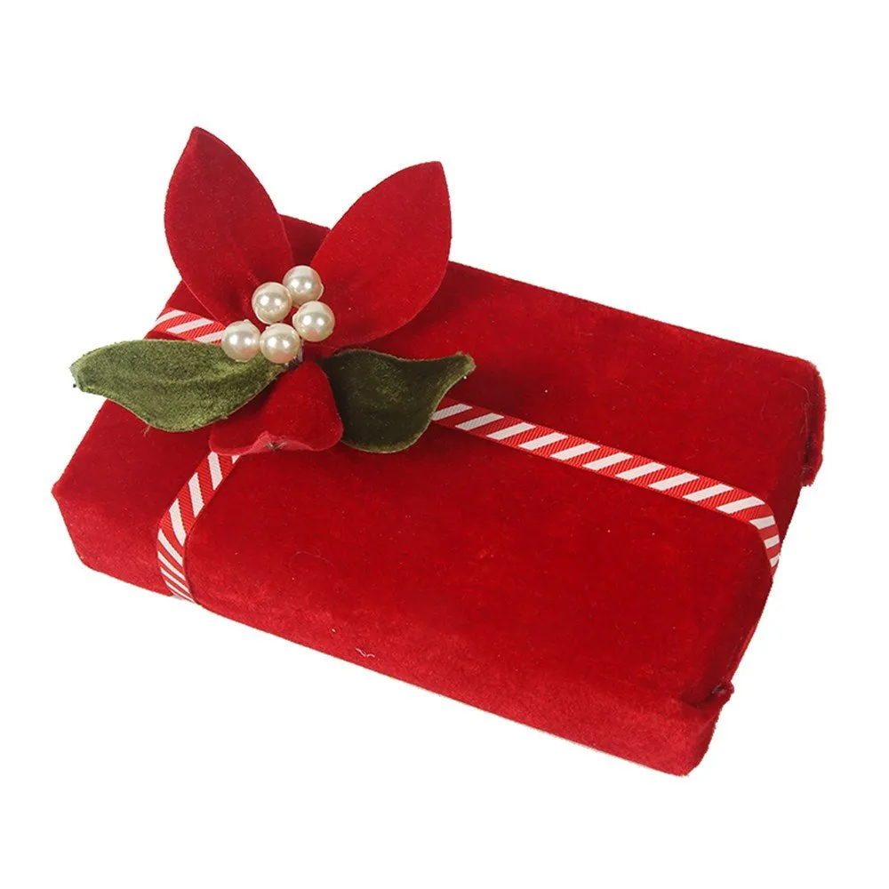 21cm Red Velvet Gift Box Christmas Tree Decoration