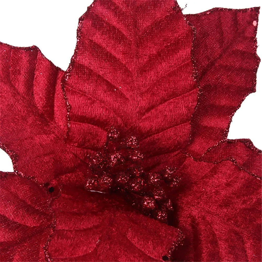 26cm Red Artificial Poinsettia with Clip