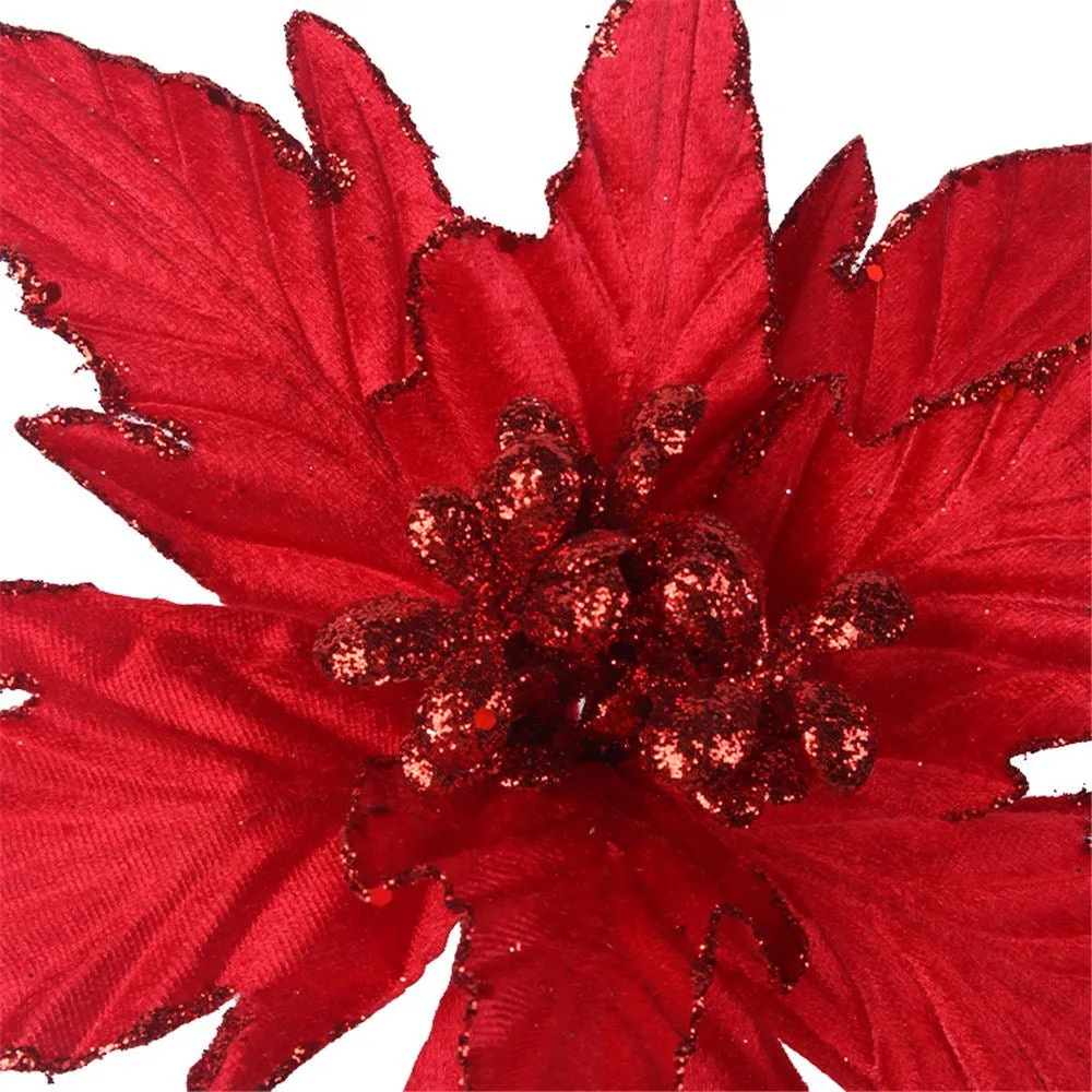 26cm Red Artificial Poinsettia with Clip