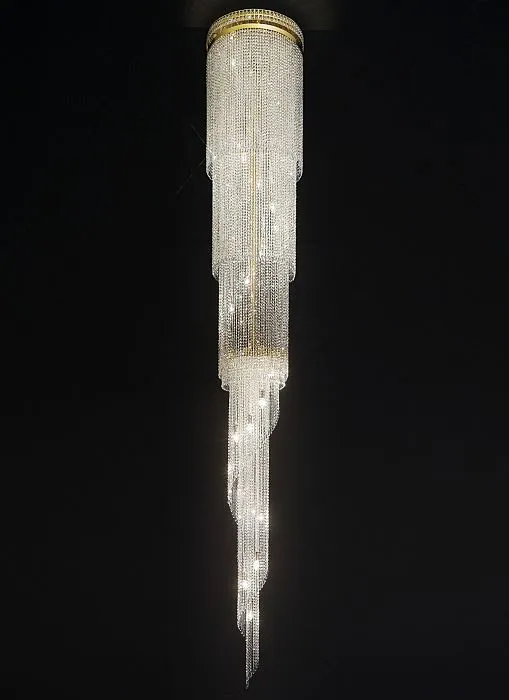 3 Metre Italian Lead Crystal Cascading Staircase Chandelier