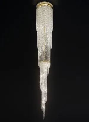 3 Metre Italian Lead Crystal Cascading Staircase Chandelier