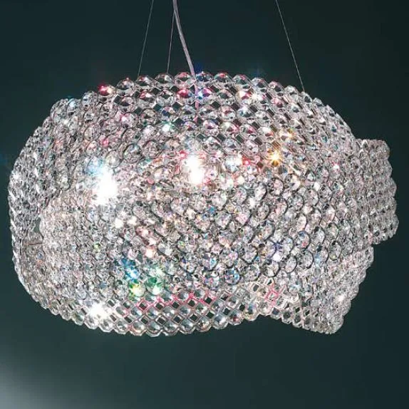 40 Cm Diamante Hanging Light From Marchetti With Clear Italian Crystals