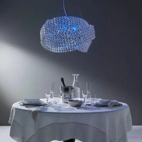 40 Cm Diamante Hanging Light From Marchetti With Clear Italian Crystals