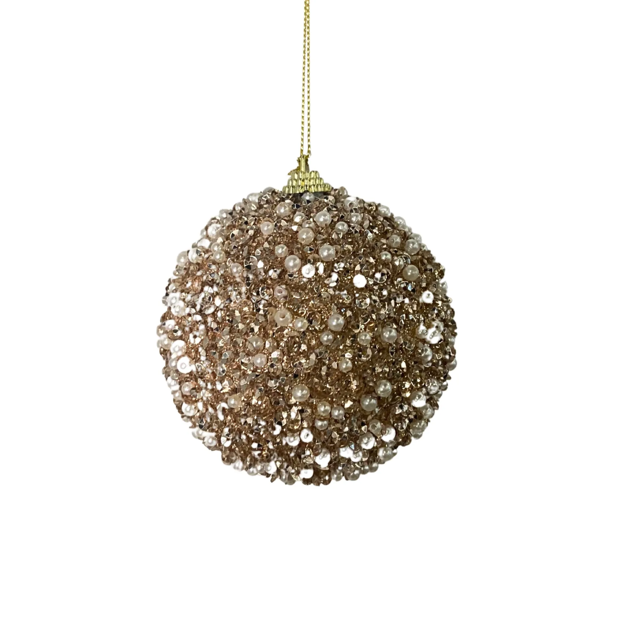 4" Dazzling Sequin/bead Ball - Champagne | YK
