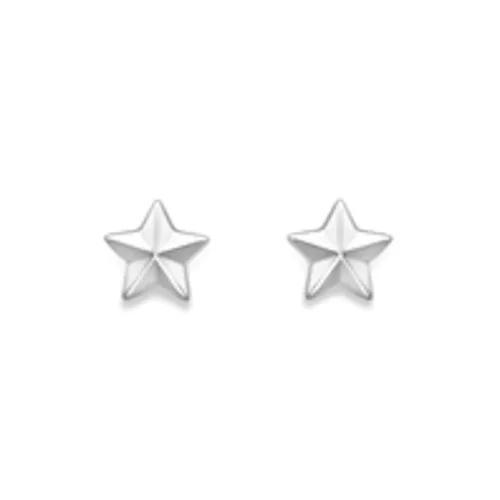 9ct White Gold Star Stud Earrings