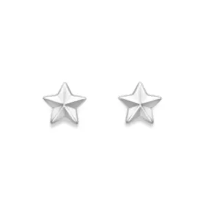 9ct White Gold Star Stud Earrings