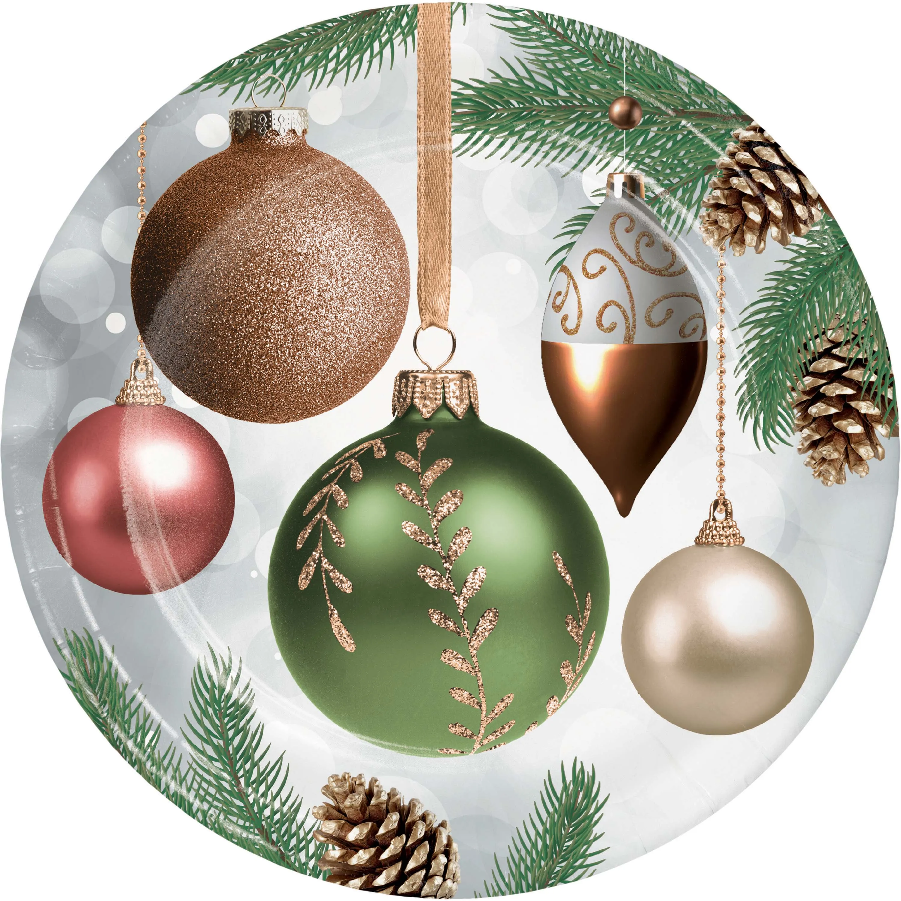 9" Round Dazzling Ornaments Paper Plates