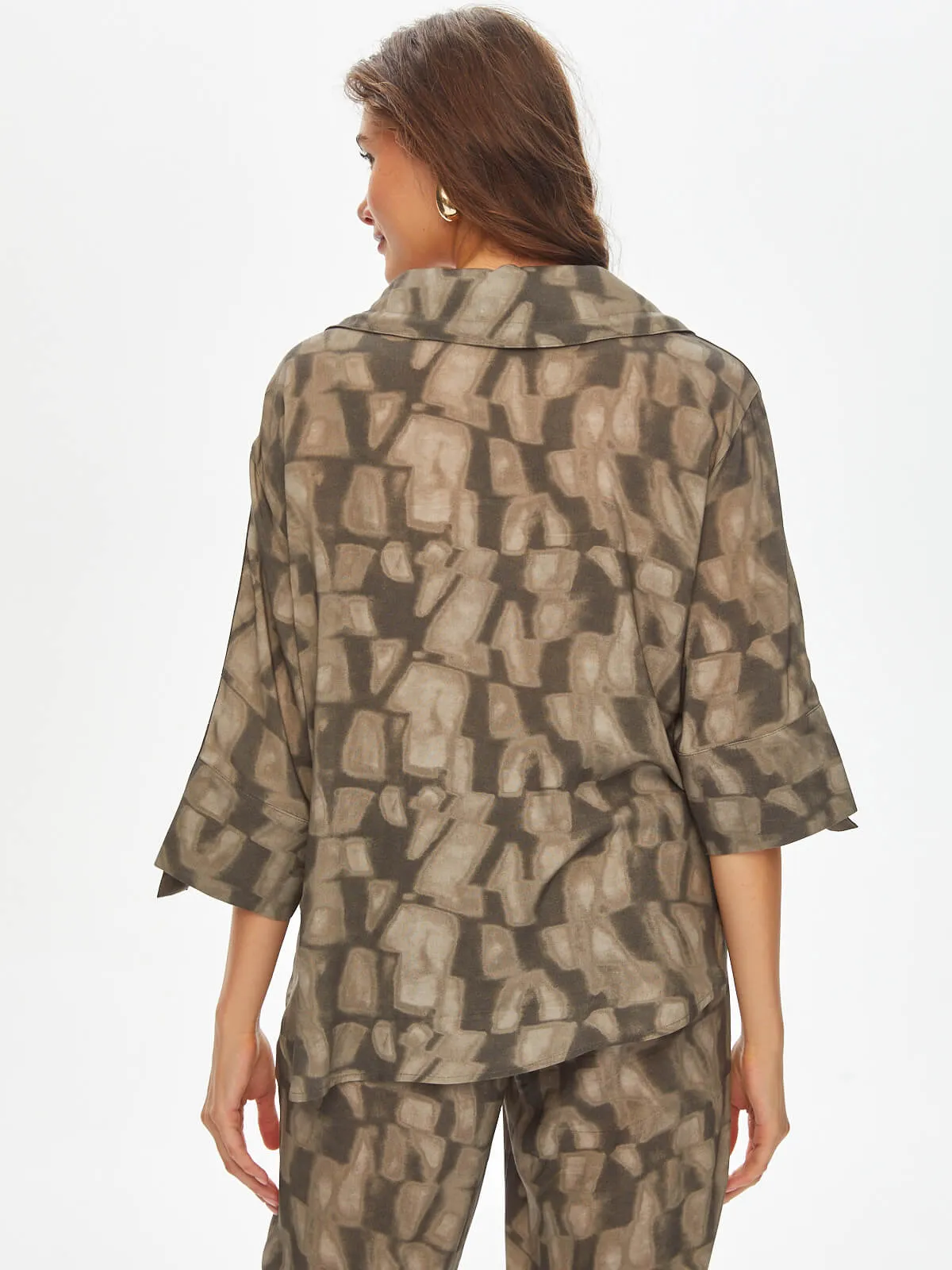 Abstract Monochrome Pattern Half Padded Blouse 69149
