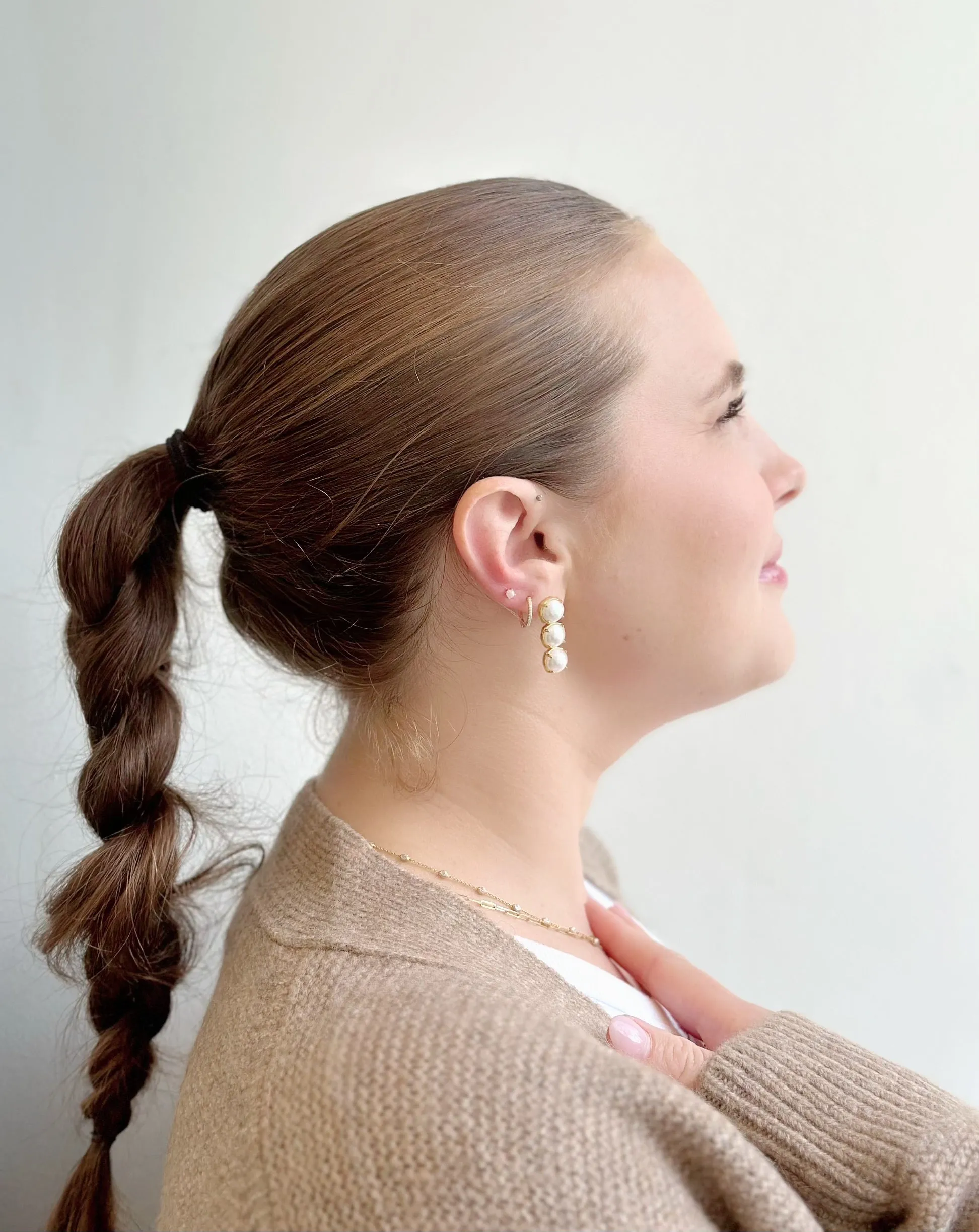 Amare Wear Triple Freshwater Pearl Statement Earrings