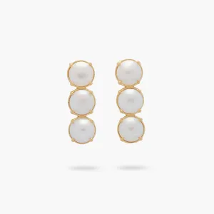 Amare Wear Triple Freshwater Pearl Statement Earrings
