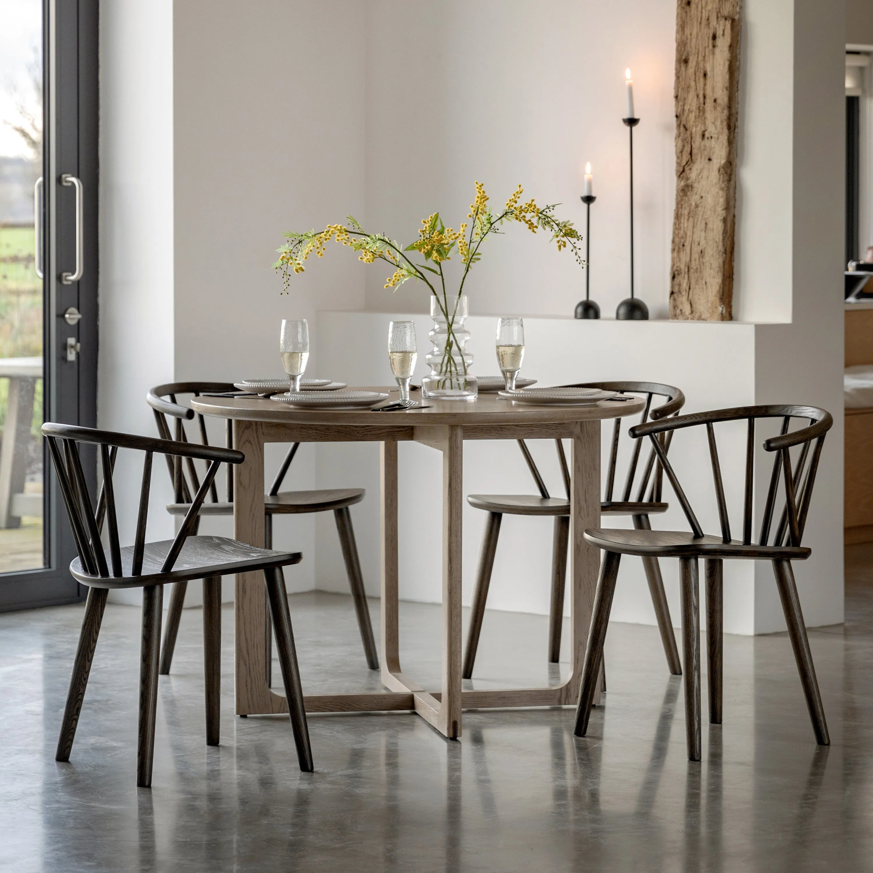 Amos Craft Round Dining Table Smoked