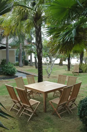 Anderson Teak Set-104B Windsor Classic Chair 9-Pieces Folding Dining Set