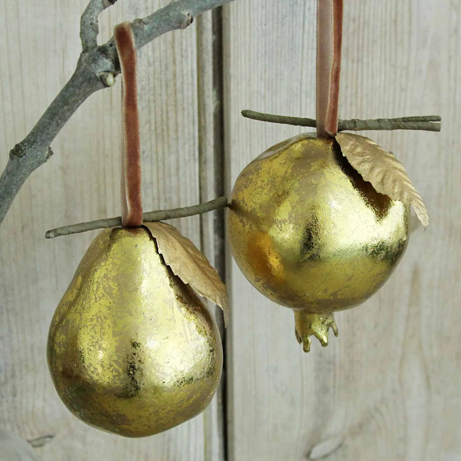 Antique Gold Pear Decoration
