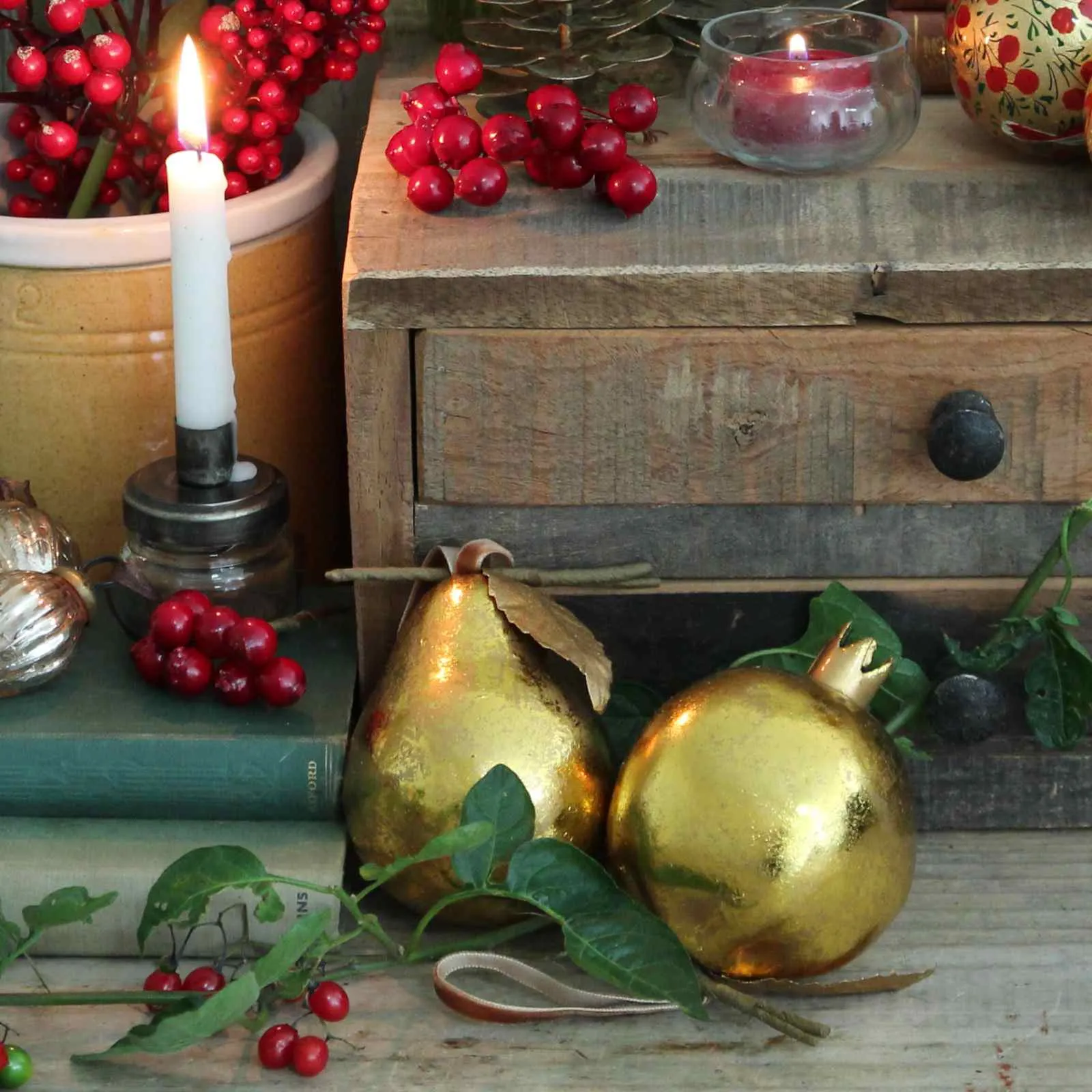 Antique Gold Pear Decoration