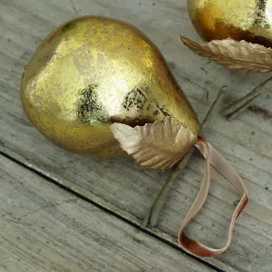 Antique Gold Pear Decoration