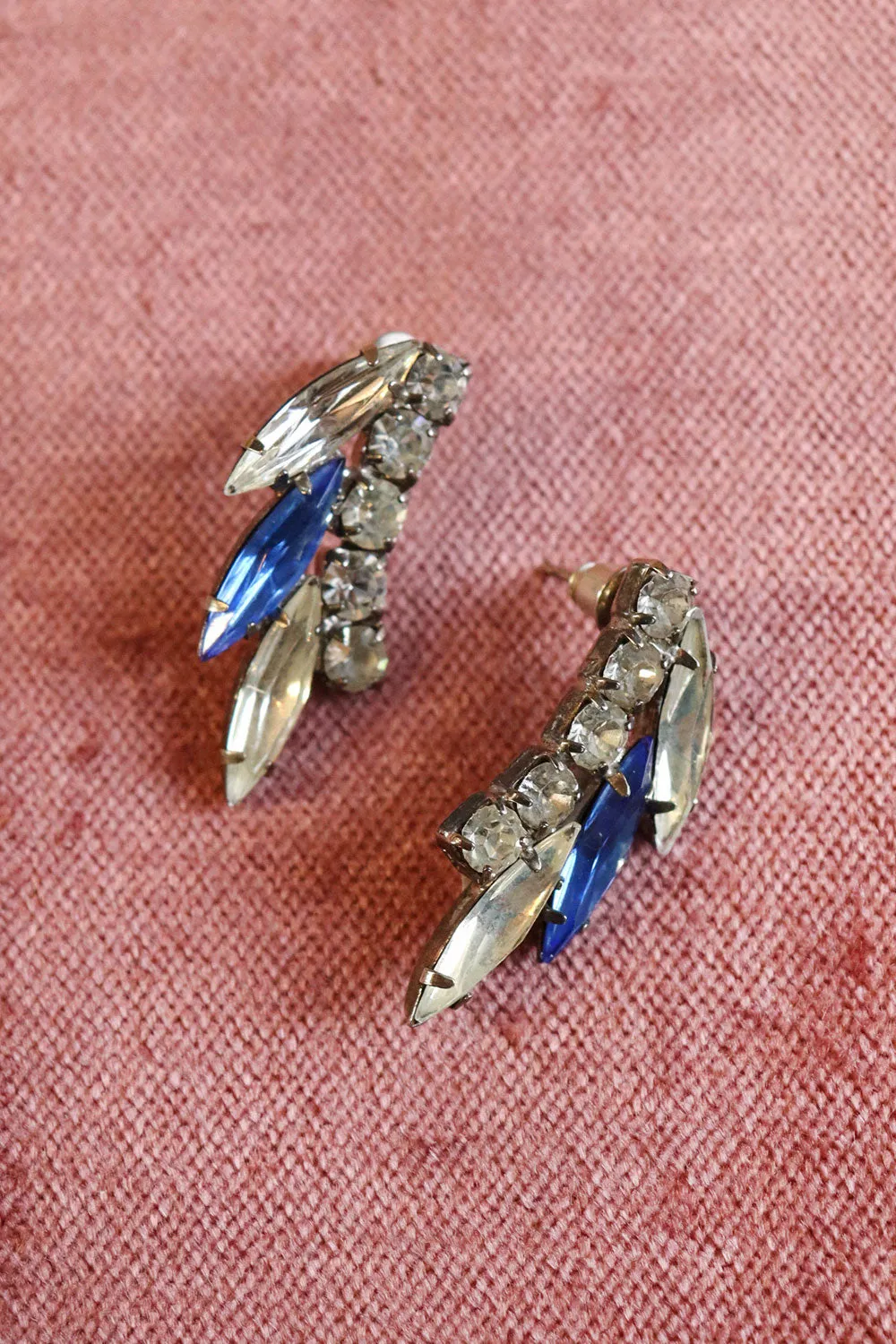 Aqua Crystal Fan Studs