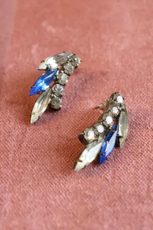 Aqua Crystal Fan Studs