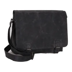 Avenue Hunter Leather Full Flap Bag Black -The Goliath Messenger Bag