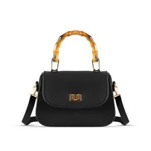 BAMBOO HANDLE BLACK HANDBAG