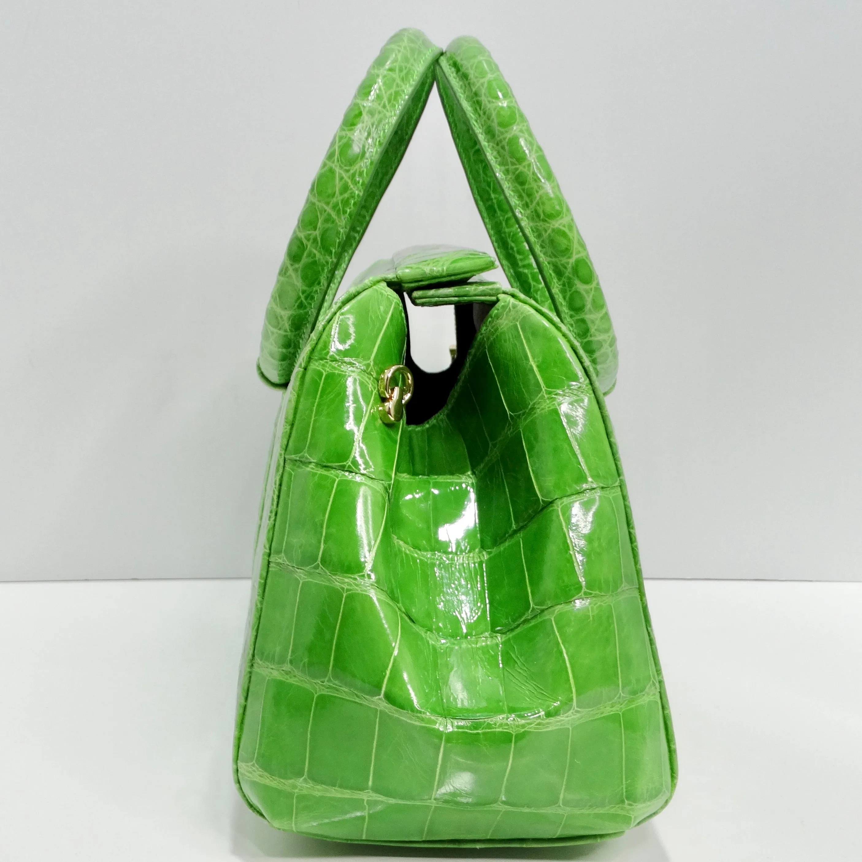 BC Luxury Green Crocodile Top Handle Bag