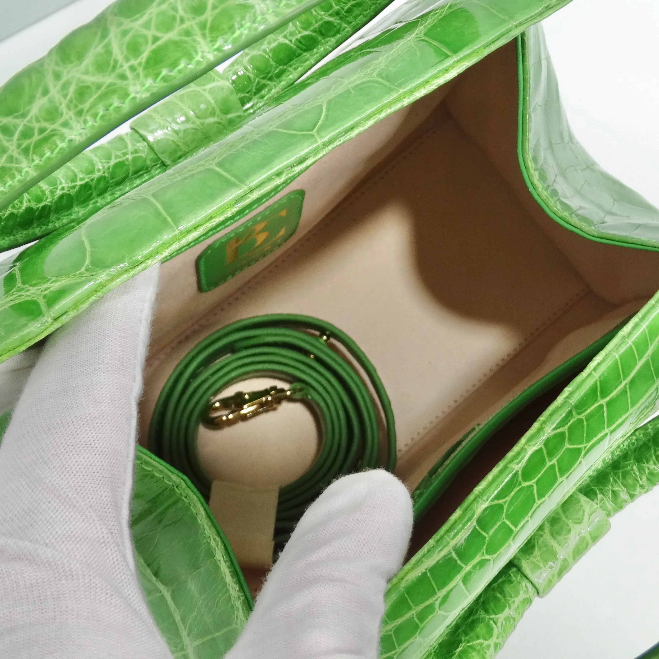 BC Luxury Green Crocodile Top Handle Bag