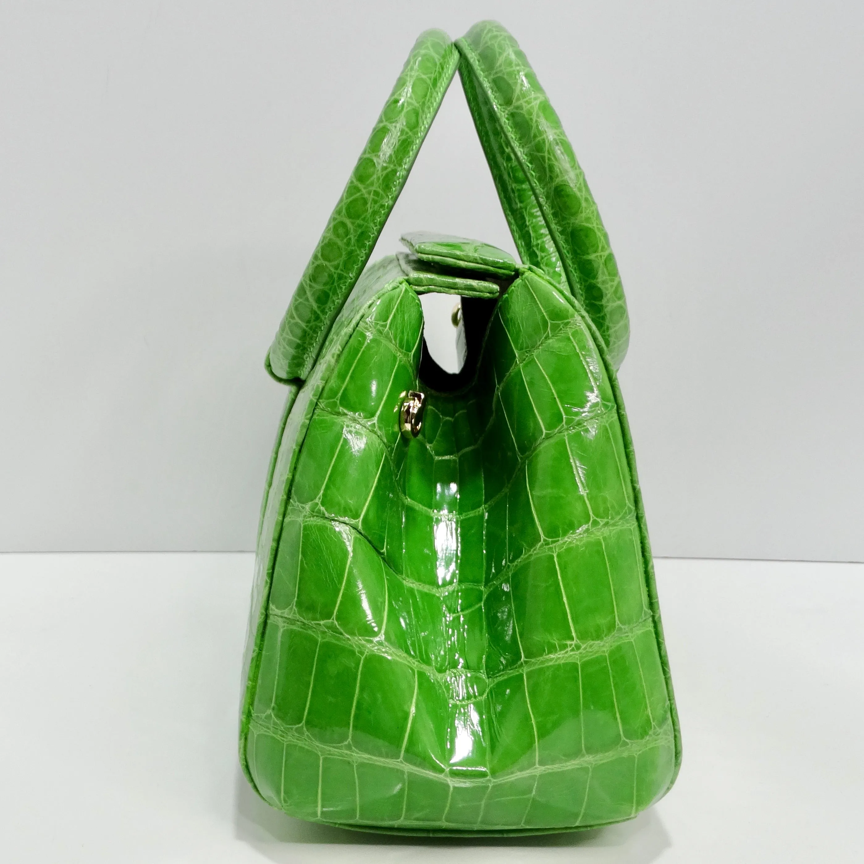 BC Luxury Green Crocodile Top Handle Bag