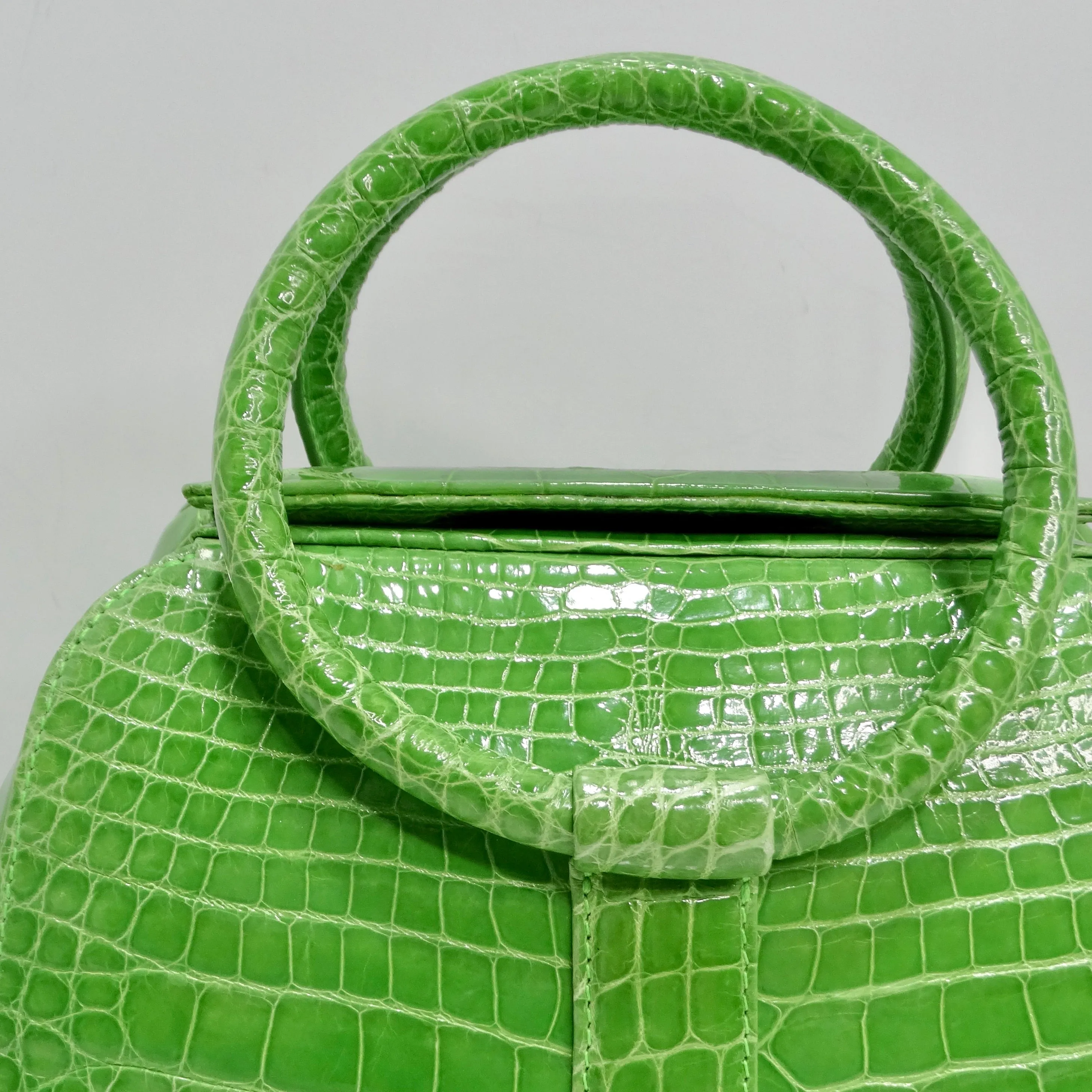 BC Luxury Green Crocodile Top Handle Bag