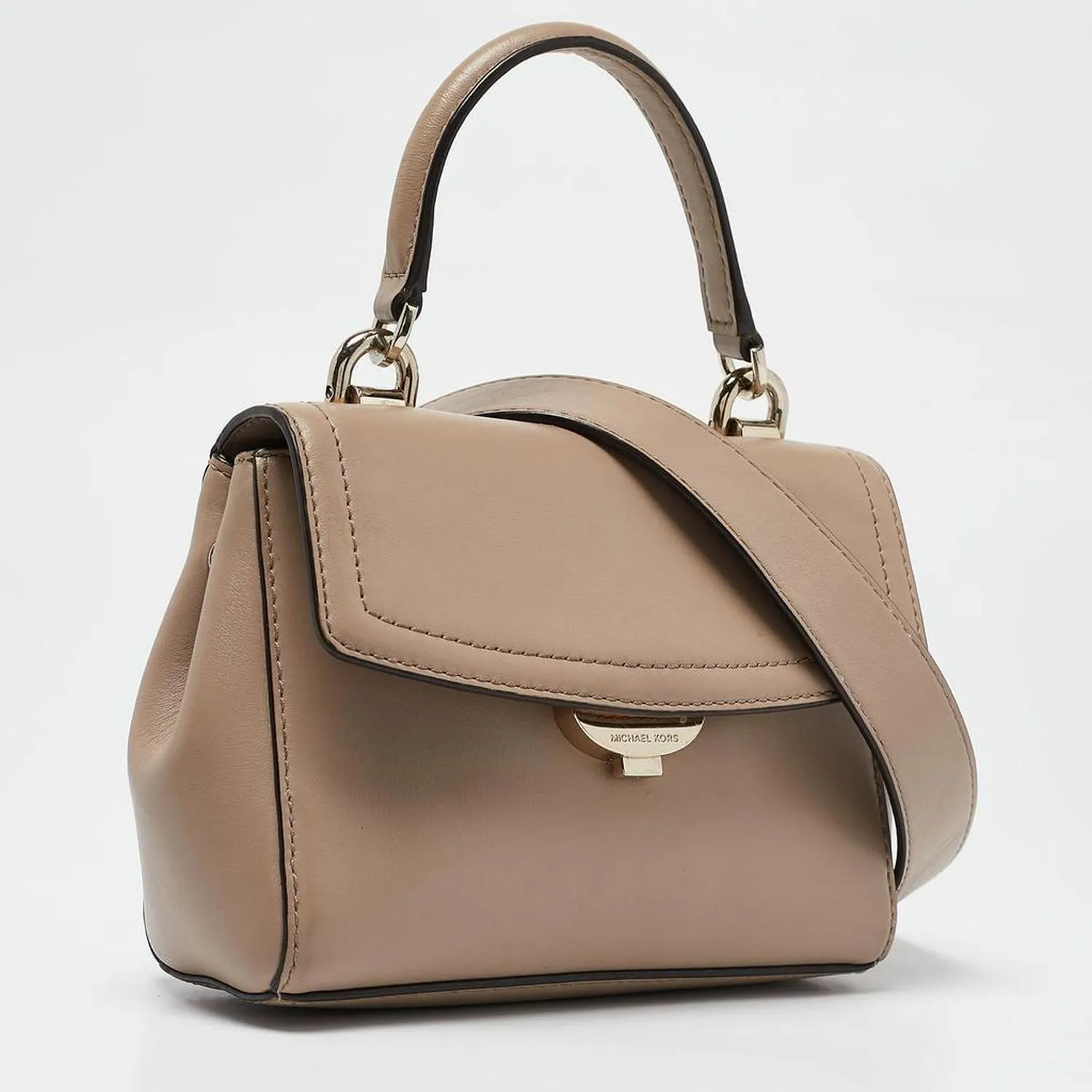 Beige Leather Extra Small Ava Top Handle Bag