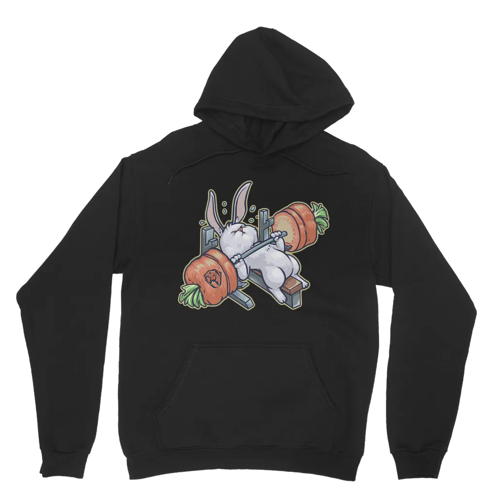 Benchpressing white bunny Hoodie (UK)
