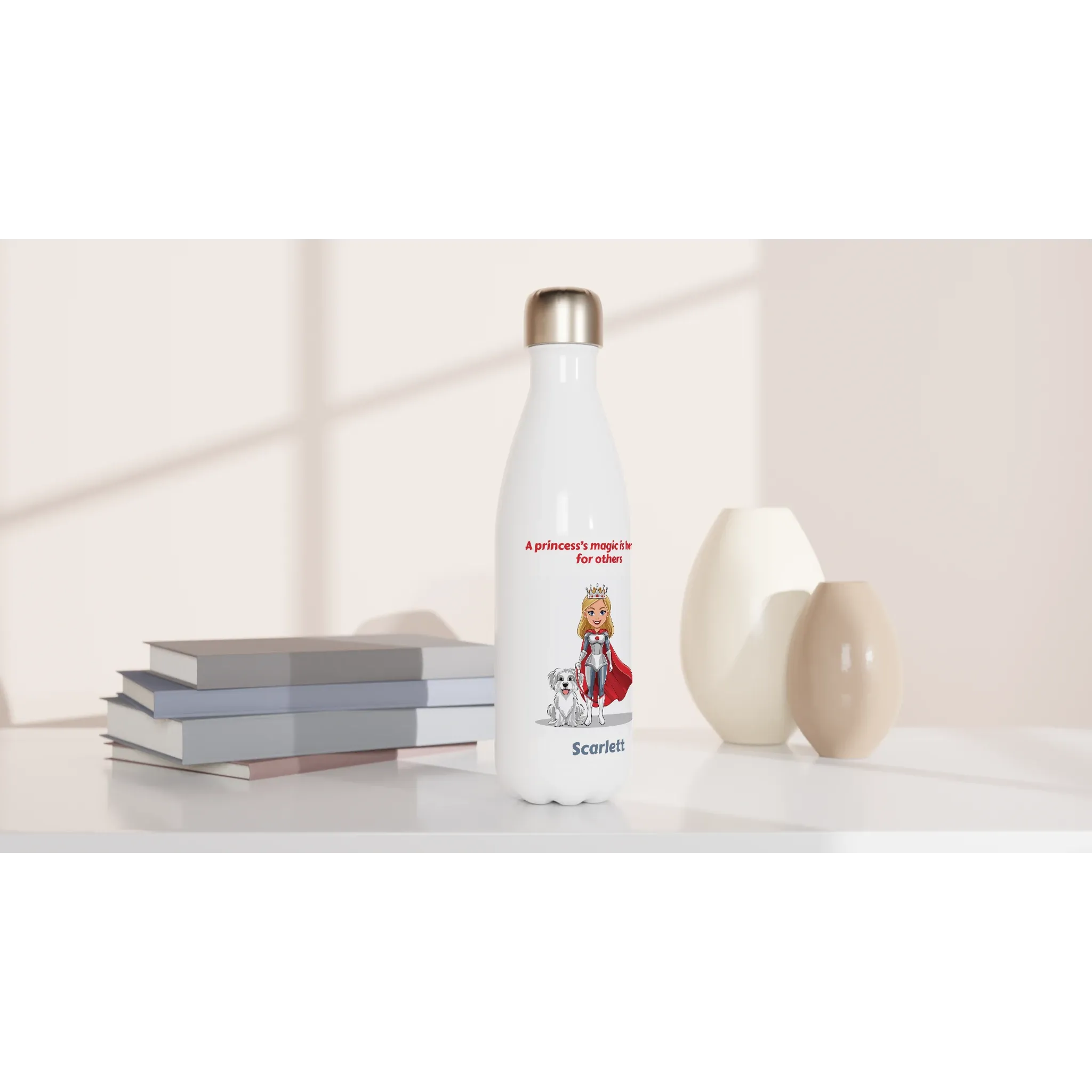 Best Friend Princess White 17oz Stainless Steel Water Bottle   Personalised Name