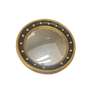 Black & Brass Round Mirror