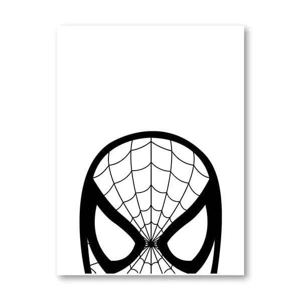 Black and White Spiderman Superhero Poster | Nordic Minimalist Marvel Canvas Print | Wall Art for Kids' Room Décor